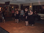 Happy Dancers at Saturday Dinner ... Gina Daniels leads in front with Linda McCloud, Gail Hunt Coleman, Jane Fleming Cofer, Nancy Darty Combs, Lynn Courtney & Vicki Hill Mathis while Doug Crouse DJ's in back